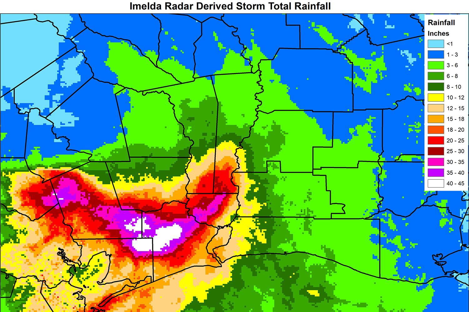 Imelda Radar Derived Storm Total Rainfall